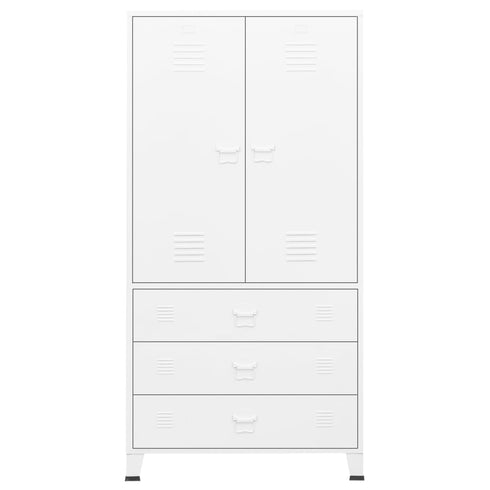 Lady Jillian -  Industrial Wardrobe White 90x50x180 cm Metal